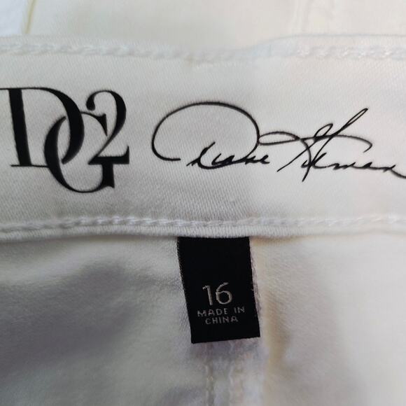 DG2 by Diane Gilman Frayed Side & Hem Women's White Jeans 16 - Picture 3 of 4